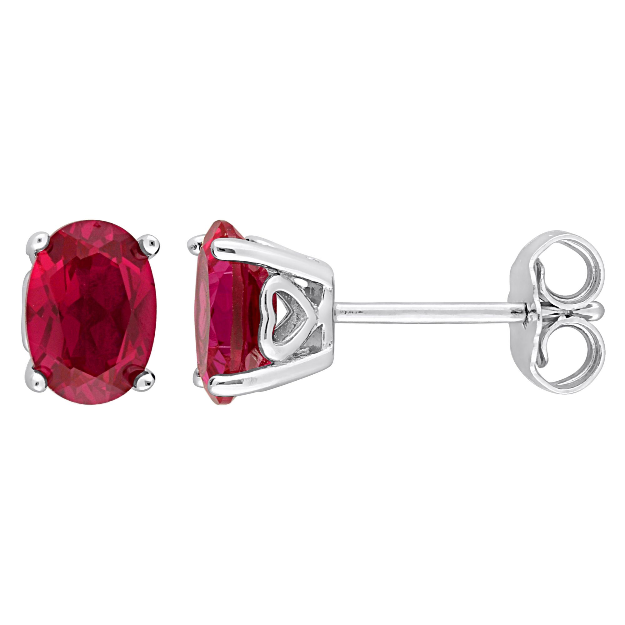 Red Ruby Earrings Silver