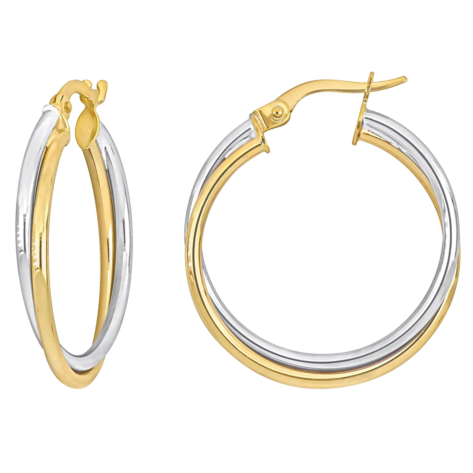 Double C Earrings 10K Gold / White
