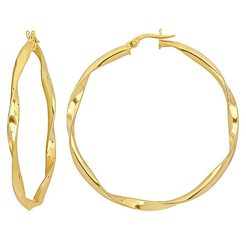 47mm Twisted Hoop Earrings in 10k Yellow Gold