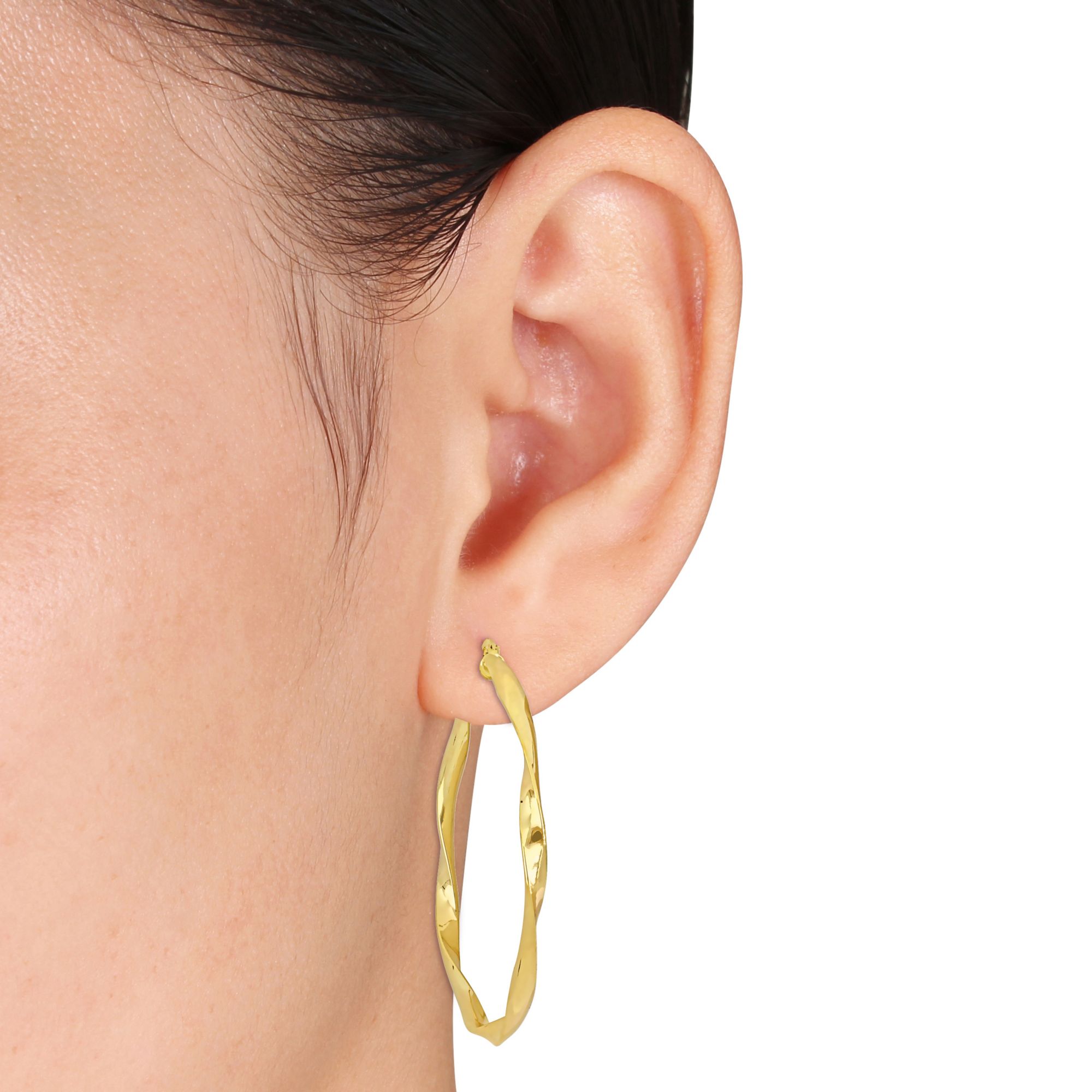 10k Gold Hoop Earrings Women’s 47mm Brushed accents - Arracadas en oro