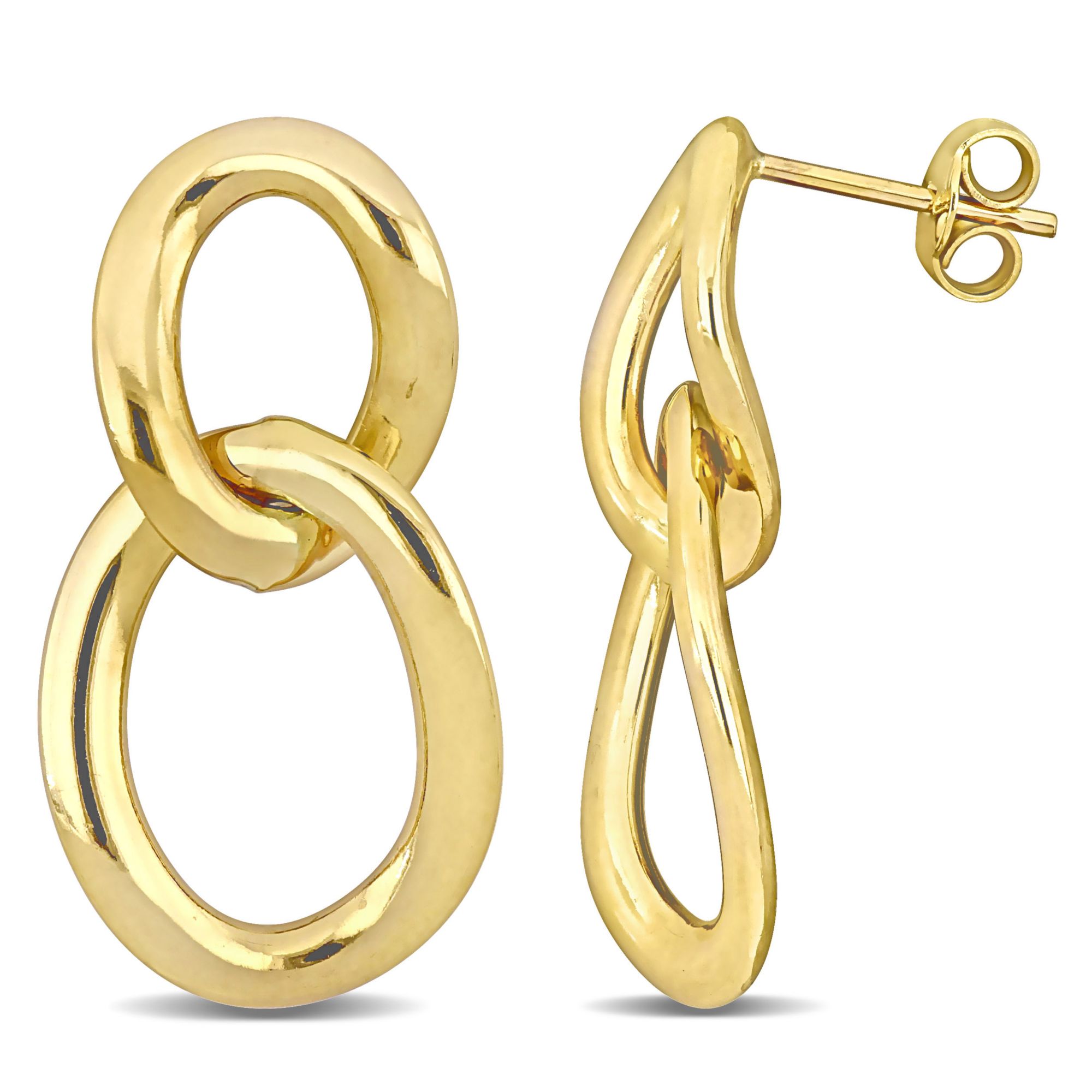 Open Oval Double Link Earrings in 10k Yellow Gold