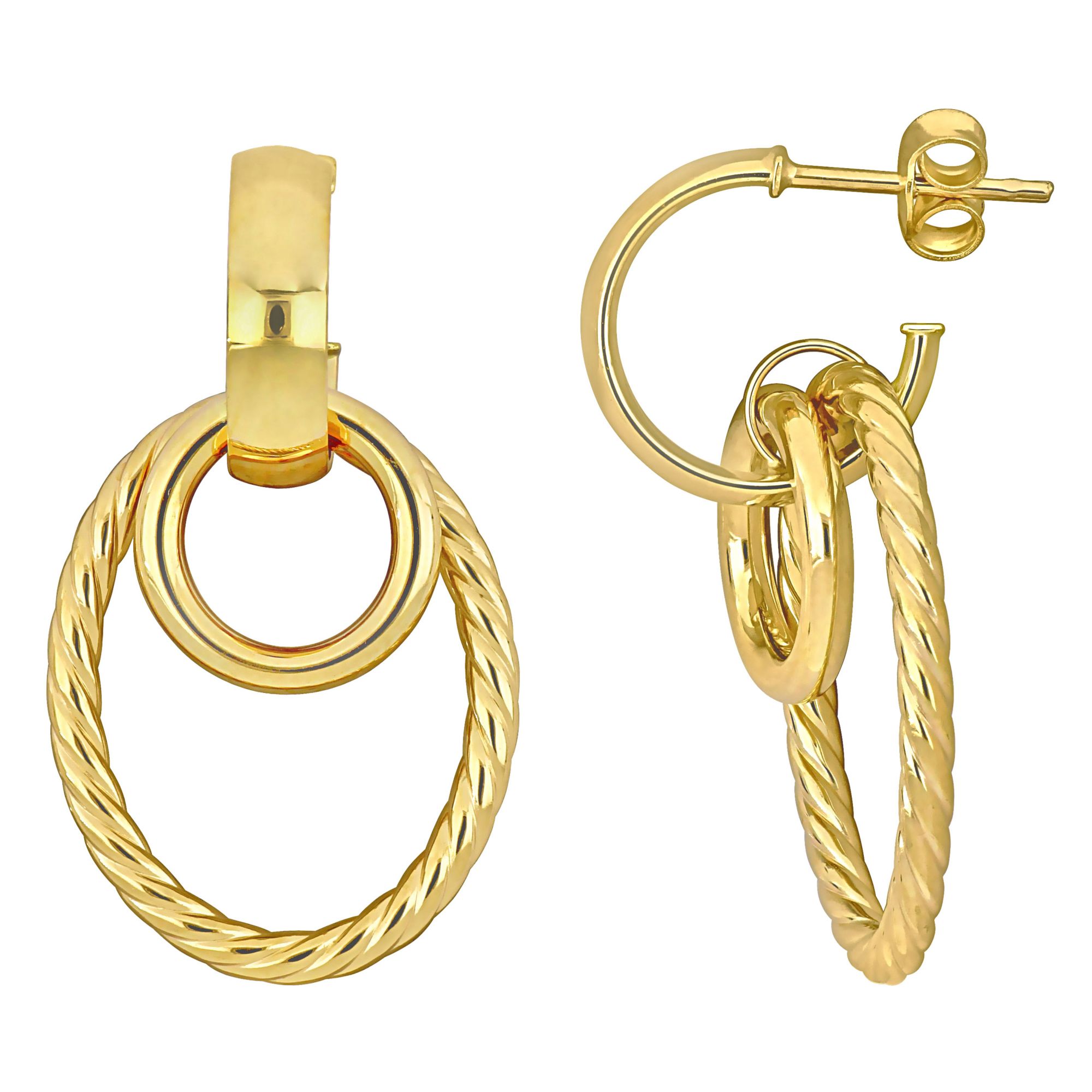 Circle & Oval Hoop Drop Earrings in 14k Yellow Gold | BJ's