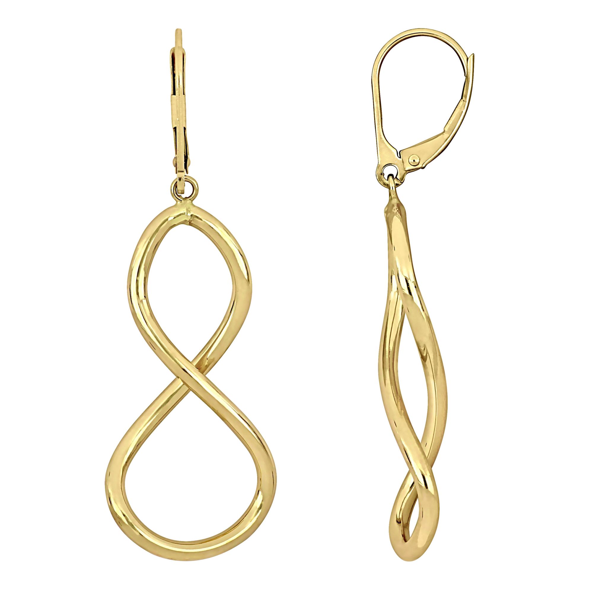 18K Yellow Gold Infinity Hoop Drop Earrings –