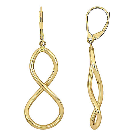 Figure Eight Drop Earrings in 10k Yellow Gold