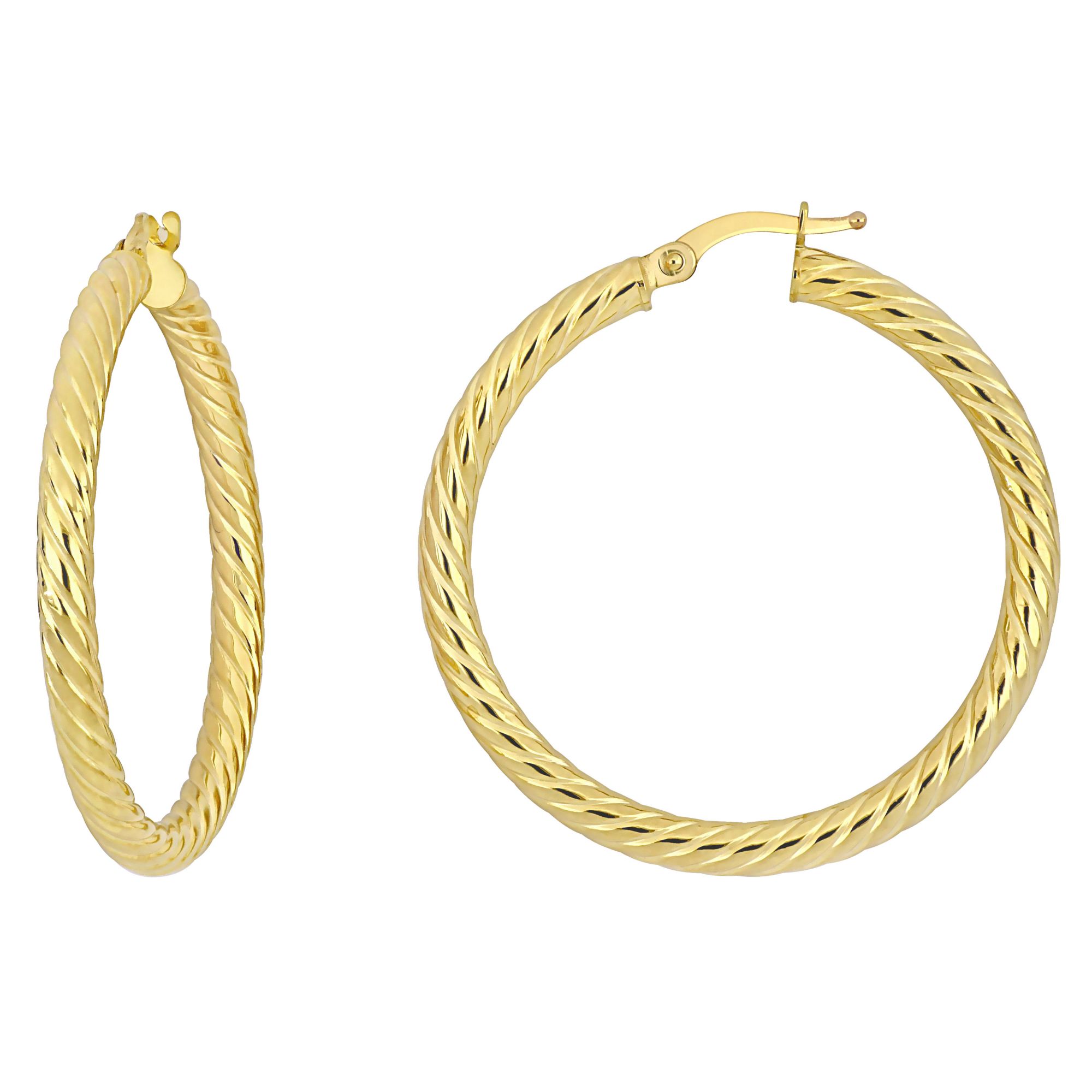 14K Gold Twisted Hoop Earrings