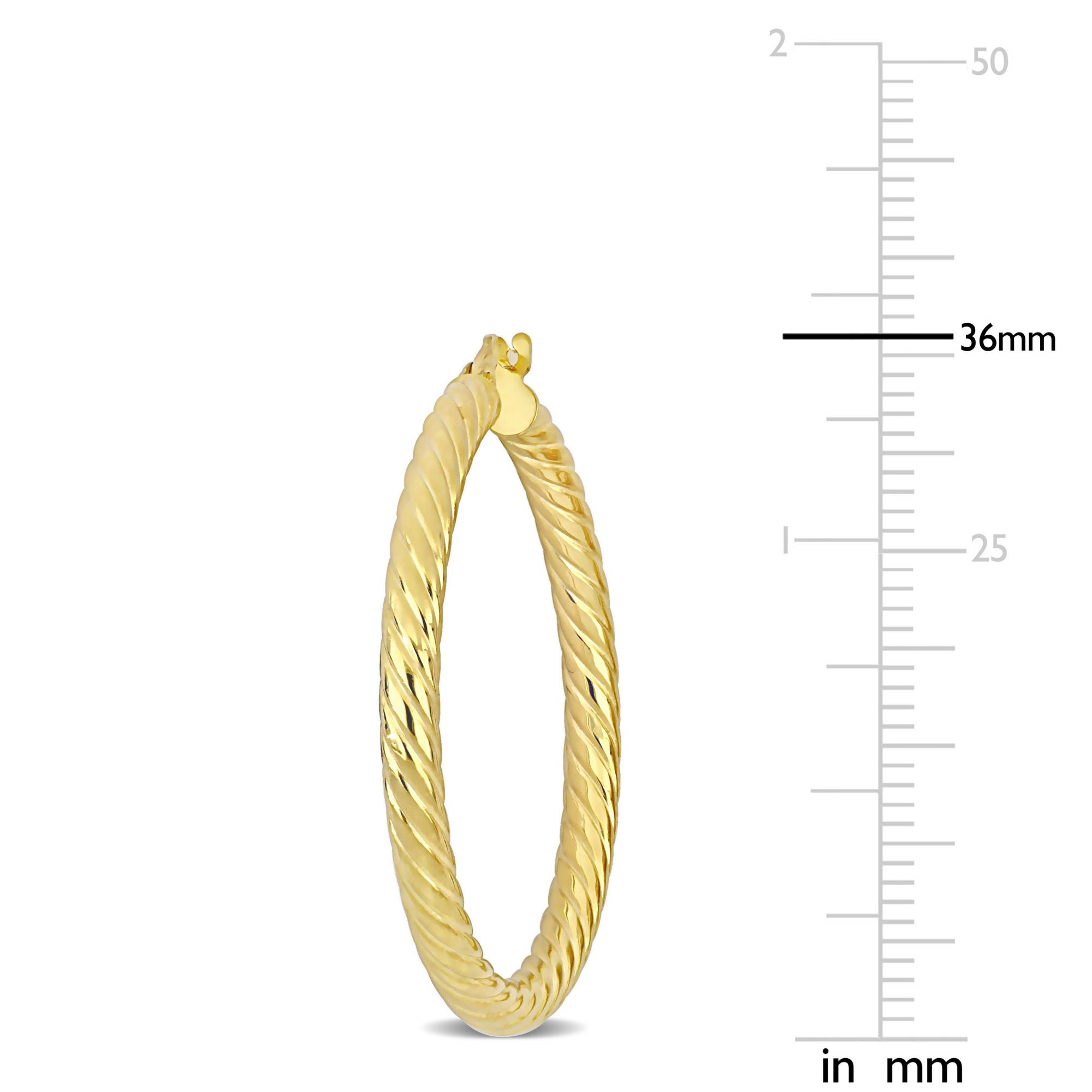 14K outlets Yellow Gold Hoop Earrings Textured Twist Pretty Free Shipping