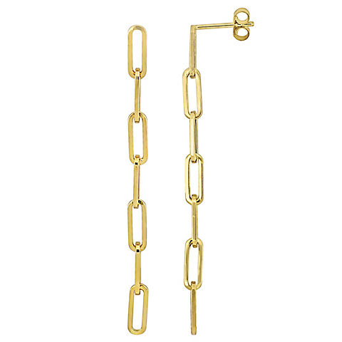 Paperclip Link Drop Earrings in 14k Yellow Gold