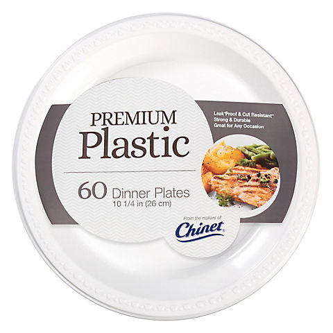 Chinet 10" Premium Plastic Dinner Plates, 60 ct. - White