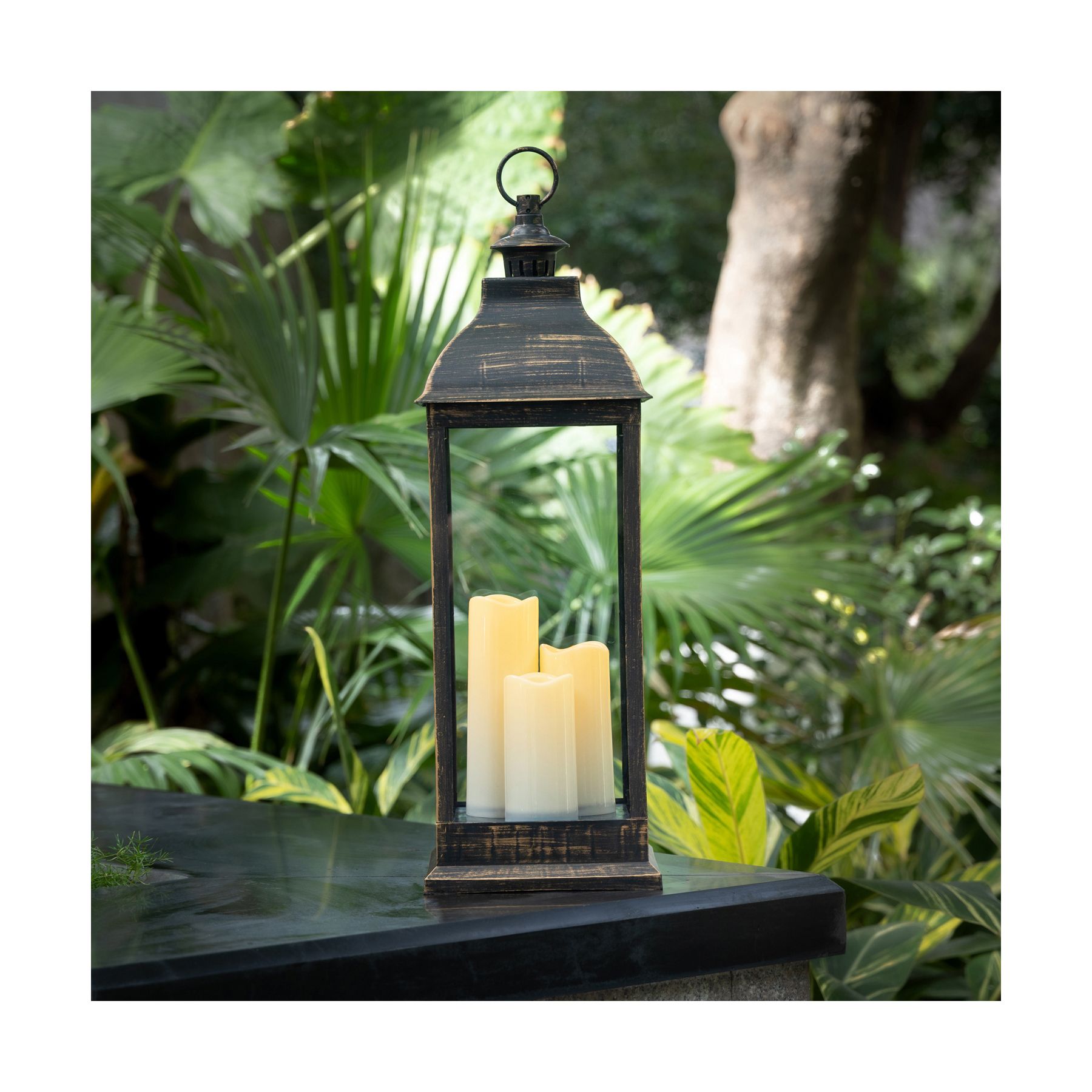 Prescott Large Indoor Outdoor Lantern with Flameless LED Candles