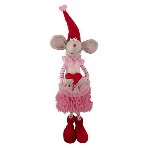 Northlight 20" Standing Plush Girl Mouse Valentine's Day Figure