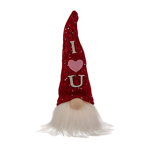 Northlight 11.5" Red Knit 'I Love You' Hat Valentine's Day Gnome