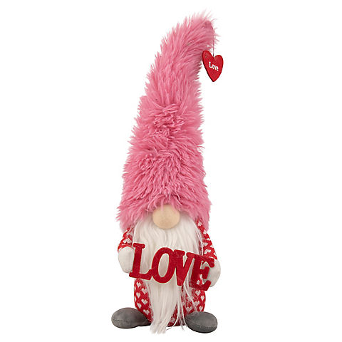 Northlight 18" Fluffy Pink Faux Fur 'Love' Valentine's Day Gnome