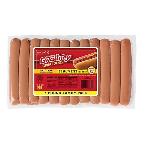Gwaltney Bun-Length Chicken Hot Dogs, 24 ct.