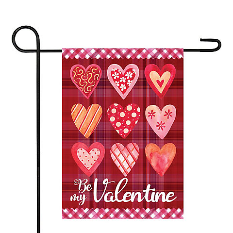 Northlight Be My Valentine Plaid and Heart Garden Flag, 12.5" x 18"