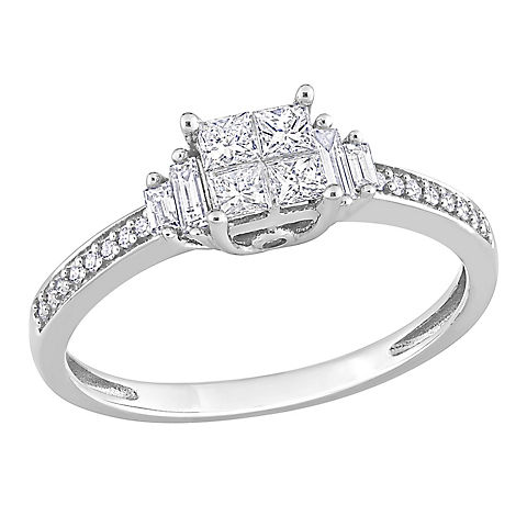 .50 ct. t.w. Diamond Multi-Cut Quad Engagement Ring in 14k White Gold