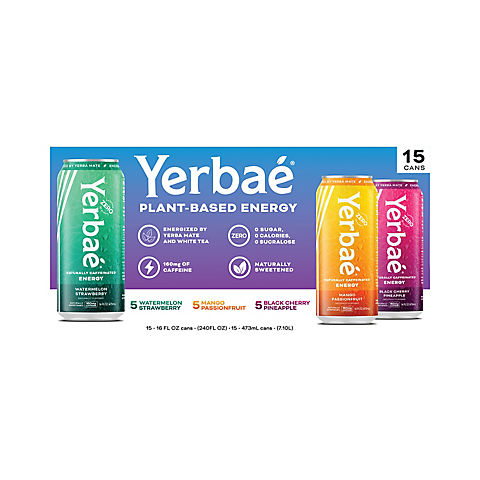 Yerbae Plant Based Energy Drinks Variety Pack, 15 pk./16 oz.