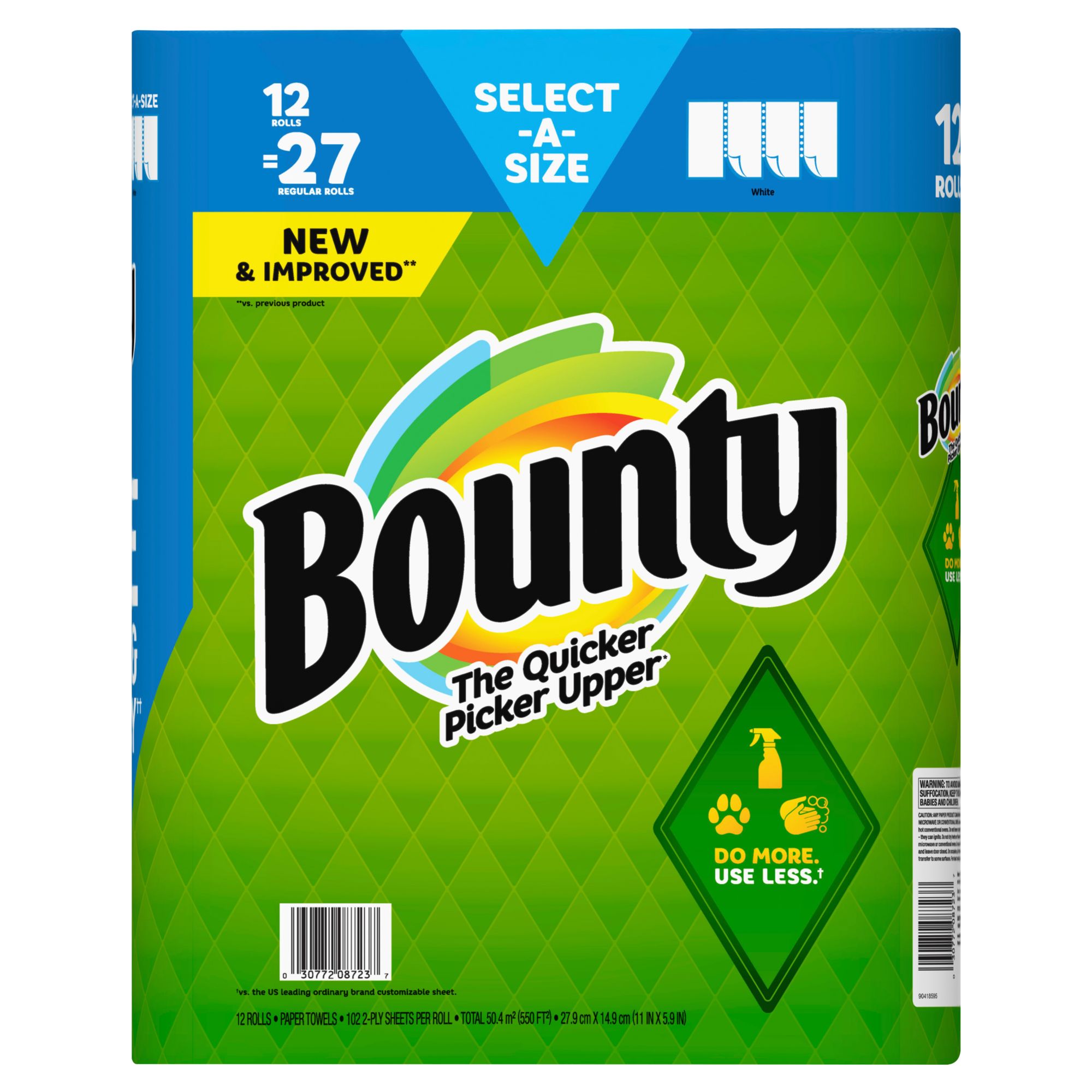 Bounty Select-A-Size Paper Towels, White, 12 Double Rolls, Size: Double (SAS)