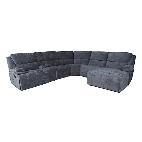 Lifesmart 6-Pc. Sectional Sofa with Chaise and Console - Gray