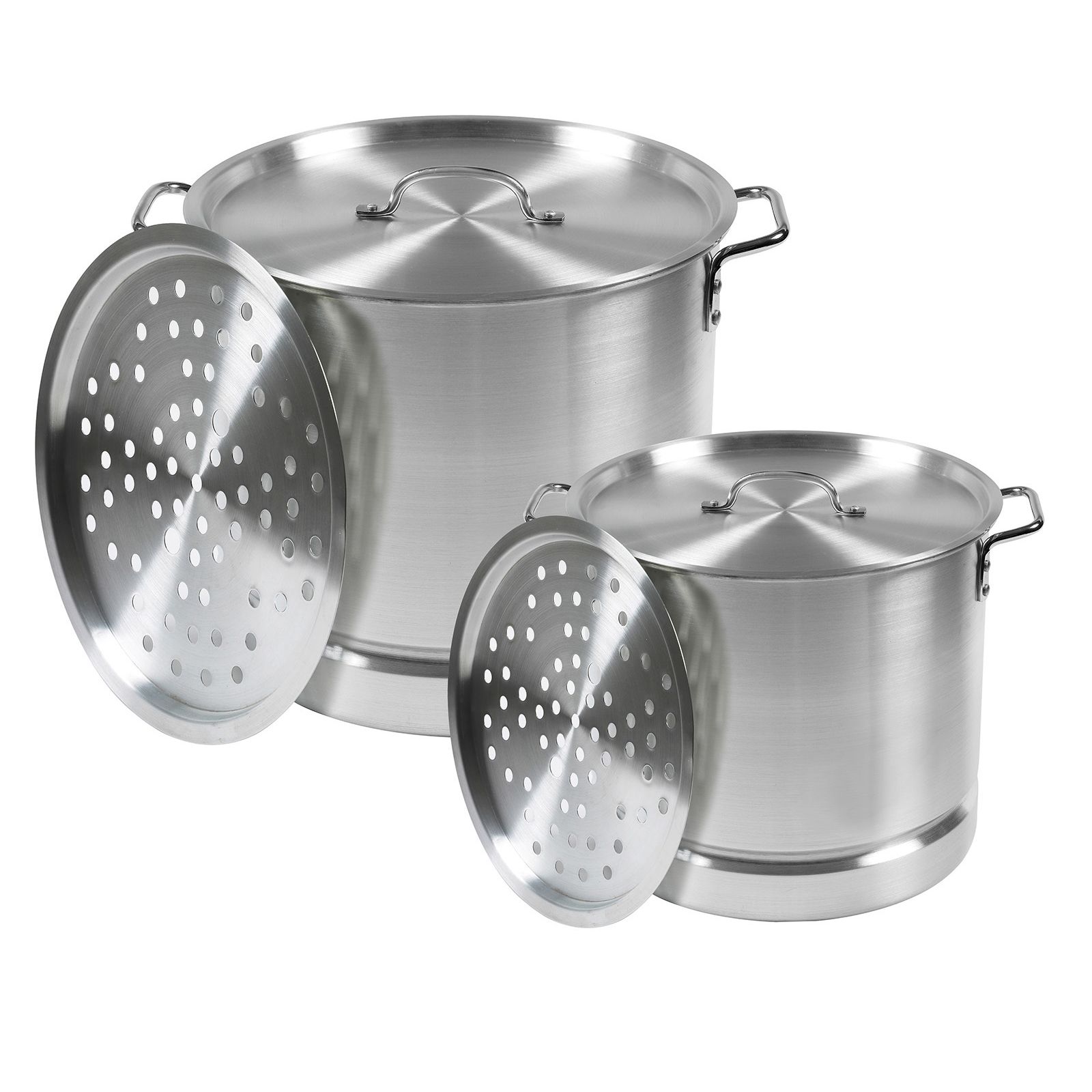 Aluminum 32 Qt Steamer Pot W/Removable Boiler Basket Glass Lid Corn Cobs  Lobster