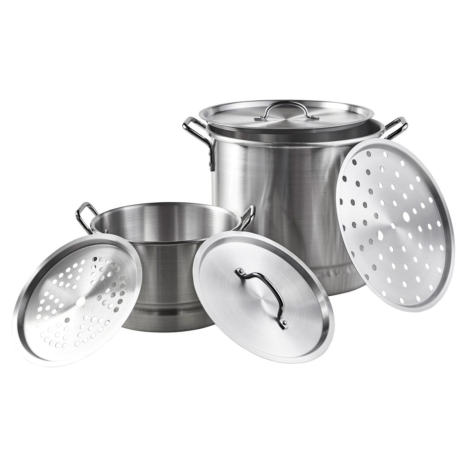 IMUSA 2 Piece Cast Aluminum Caldero Set with Glass Lid, Silver