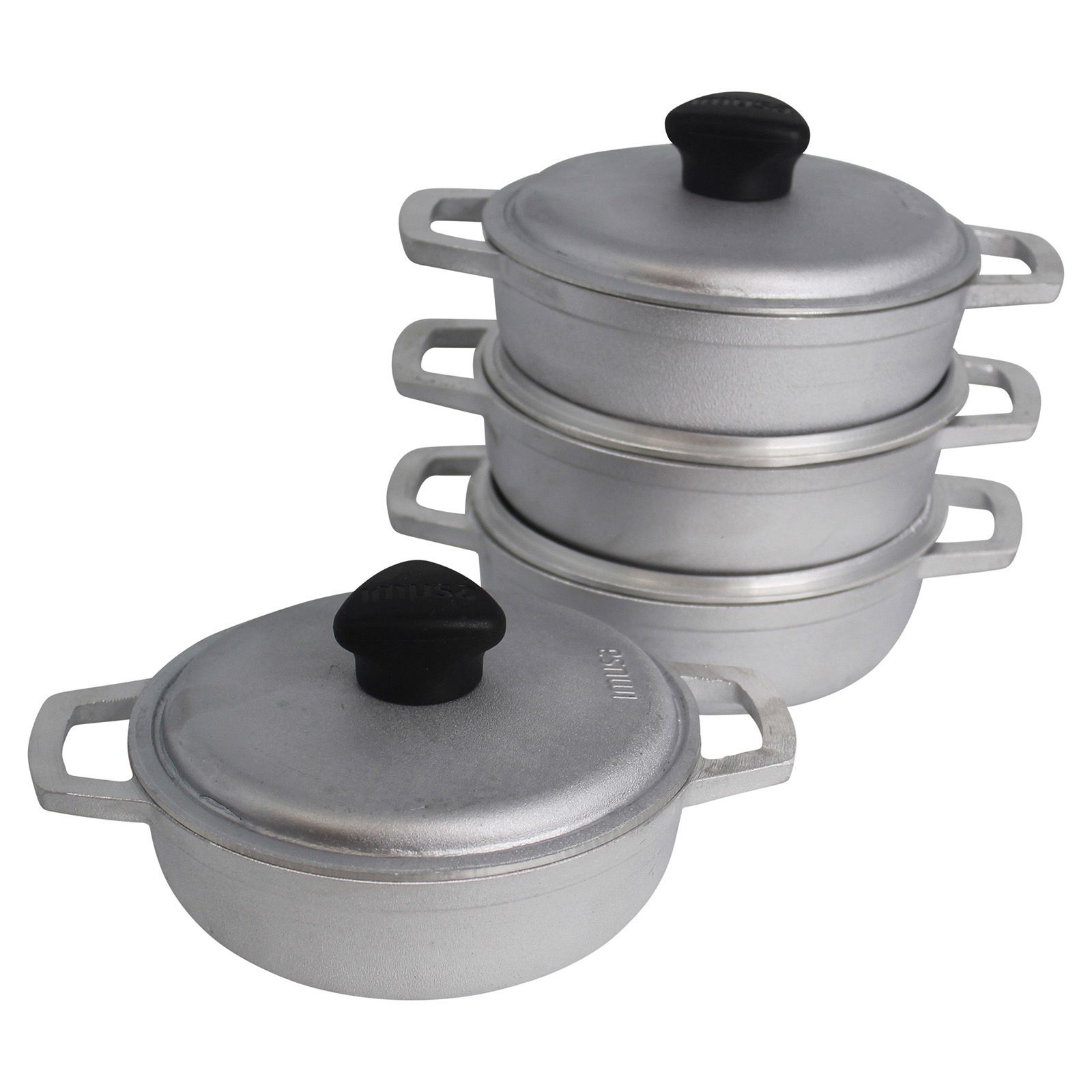 IMUSA 4-Piece Mini Caldero Set with Lids, 0.5 qt.