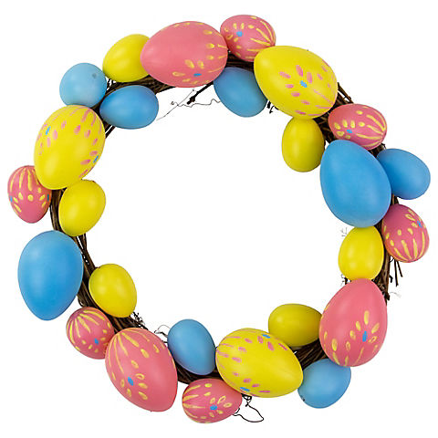 Northlight 10" Pink, Yellow and Blue Easter Egg Spring Wreath