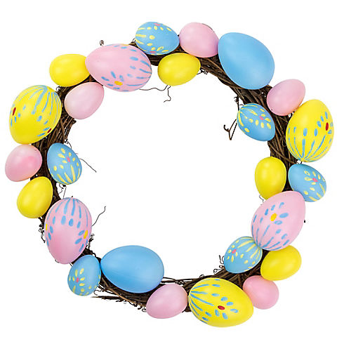 Northlight 10" Pastel Pink, Yellow and Blue Easter Egg Spring Grapevine Wreath
