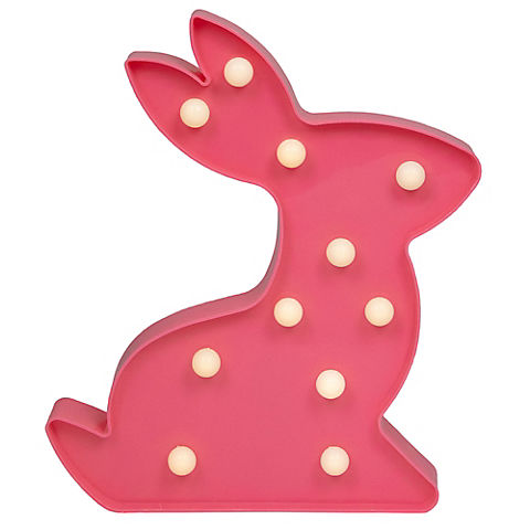 Northlight 9.5" LED Lighted Pink Easter Bunny Marquee Wall Sign