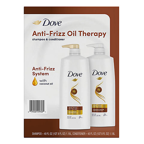 Dove Anti-Frizz Shampoo & Conditioner Oil Therapy with Coconut Oil, 2 pk./40 oz.