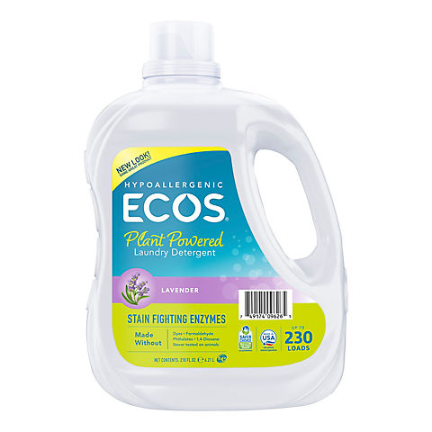 ECOS Liquid Laundry Detergent with Stain Fighting Enzymes, Lavender, 230 Loads