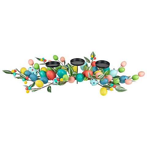 Northlight 32" Colorful Easter Egg Pillar Candle Holder Centerpiece
