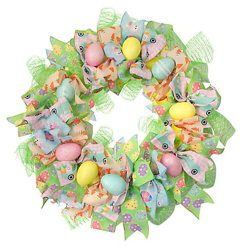 Northlight 22" Pastel Easter Egg and Ribbons Wreath