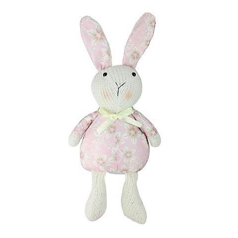 Northlight 17" Pink Floral Easter Bunny Rabbit Spring Figure