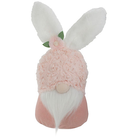 Northlight 14" Pink and White Easter and Spring Gnome Head with Bunny Ears