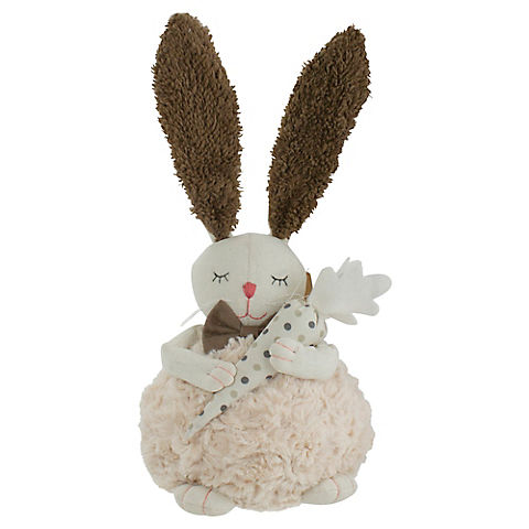 Northlight 14" Beige and Brown Plush Easter Bunny Rabbit Holding a Carrot Spring Figure