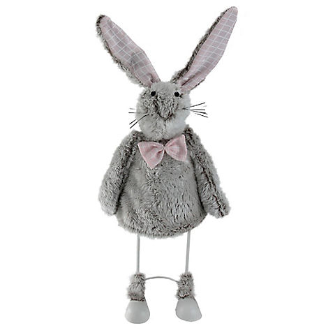 Northlight 17" Gray and Pink Spring Loaded Rabbit Table Top Easter Figure