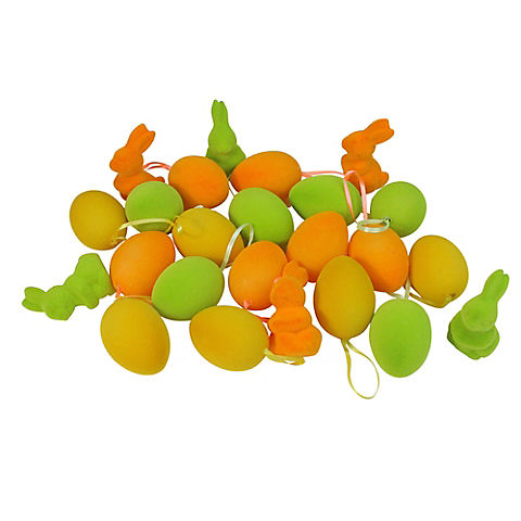 Northlight Club Pack of 24 Orange and Green 2.75" Spring Easter Egg Ornaments