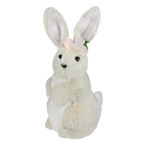 Northlight 11.5" Beige Plush Standing Easter Bunny Rabbit Girl Spring Tabletop Figurine