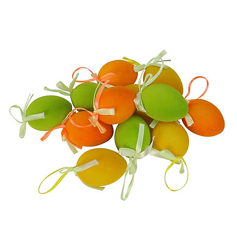 Northlight 2.5" Orange and Green Spring Easter Egg Ornaments, 12 pc.