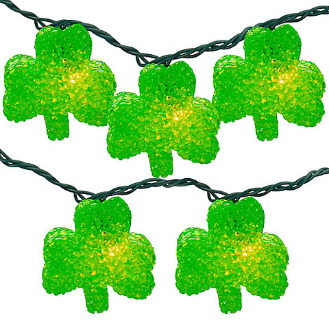 Northlight 7.25' Green Irish Shamrock St. Patrick's Day String Lights - Green Wire, 10 ct.