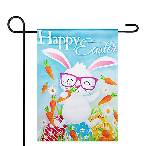 Northlight 12.5" x 18" Happy Easter Bunny with Carrots Outdoor Garden Flag