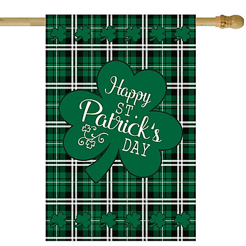 Northlight 28" x 40" Happy St. Patrick's Day Plaid Outdoor House Flag