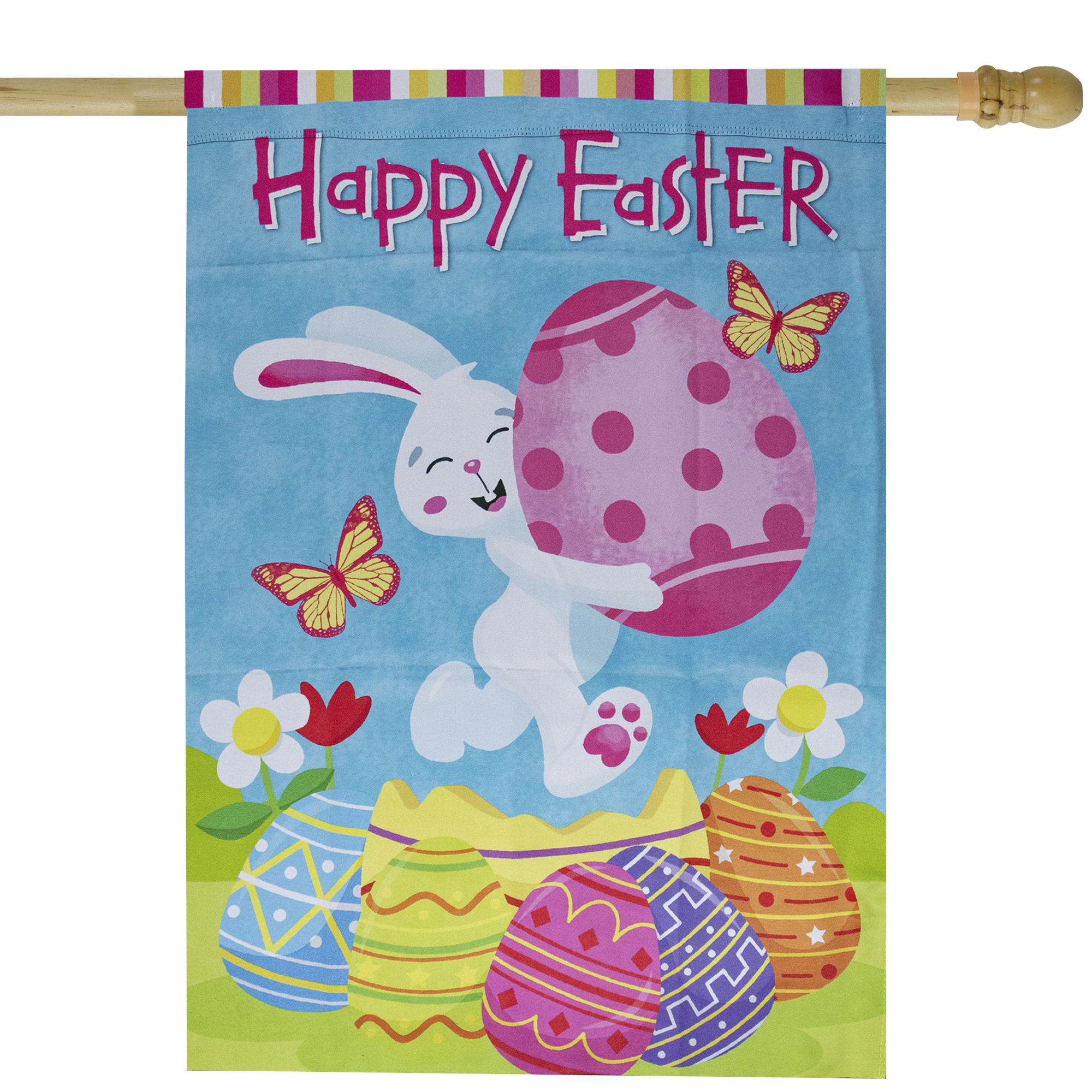 Northlight 28 x 40 Happy Easter Bunny with Eggs Outdoor House Flag