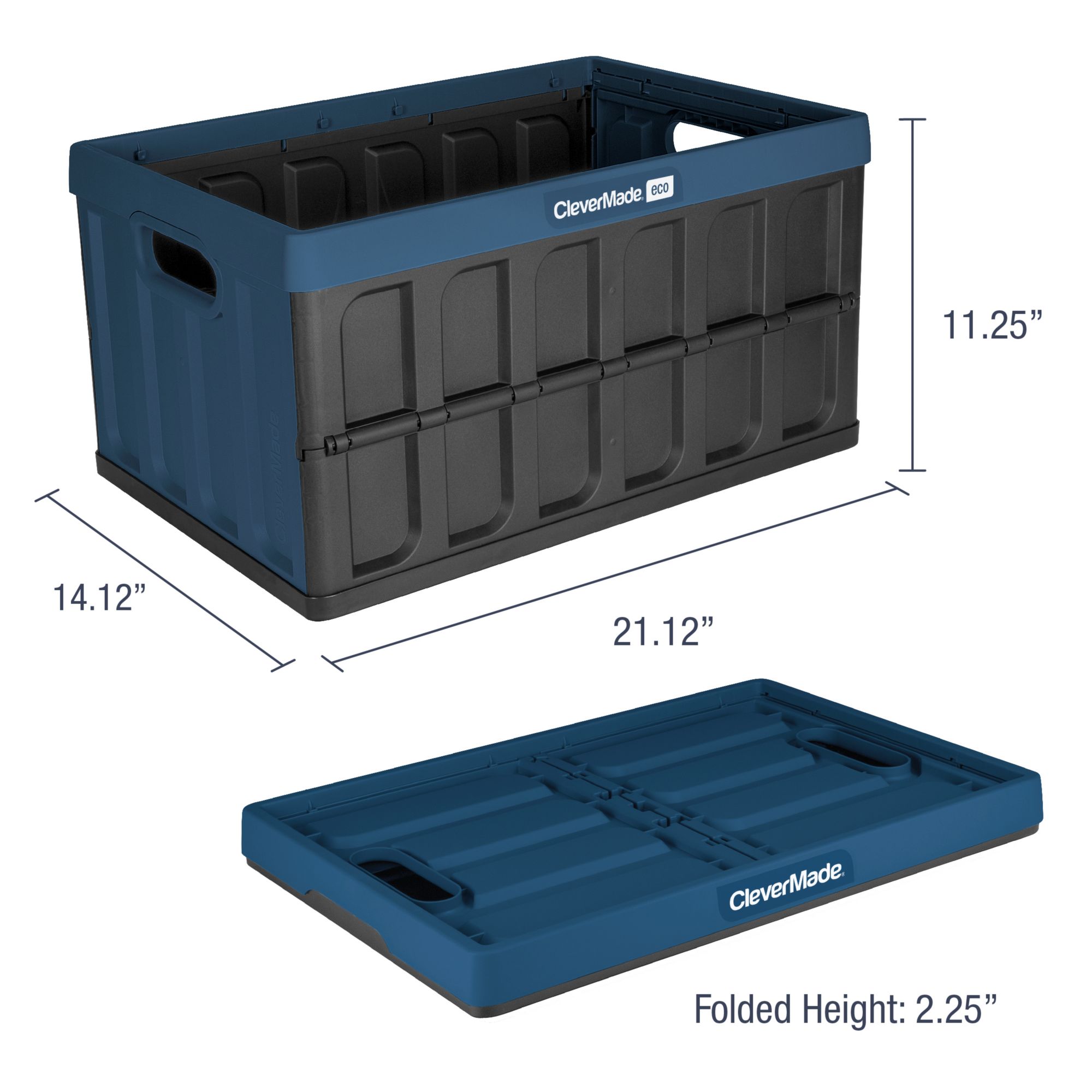 CleverMade 62L Collapsible, Stackable, Plastic Storage Bins/Utility Crates  - 3 Pack (Translucent) - Sam's Club