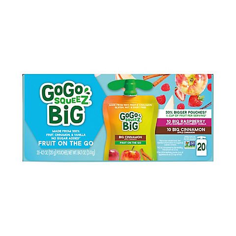 GoGo SqueeZ Big Variety Pack Pouches, 20 pk.