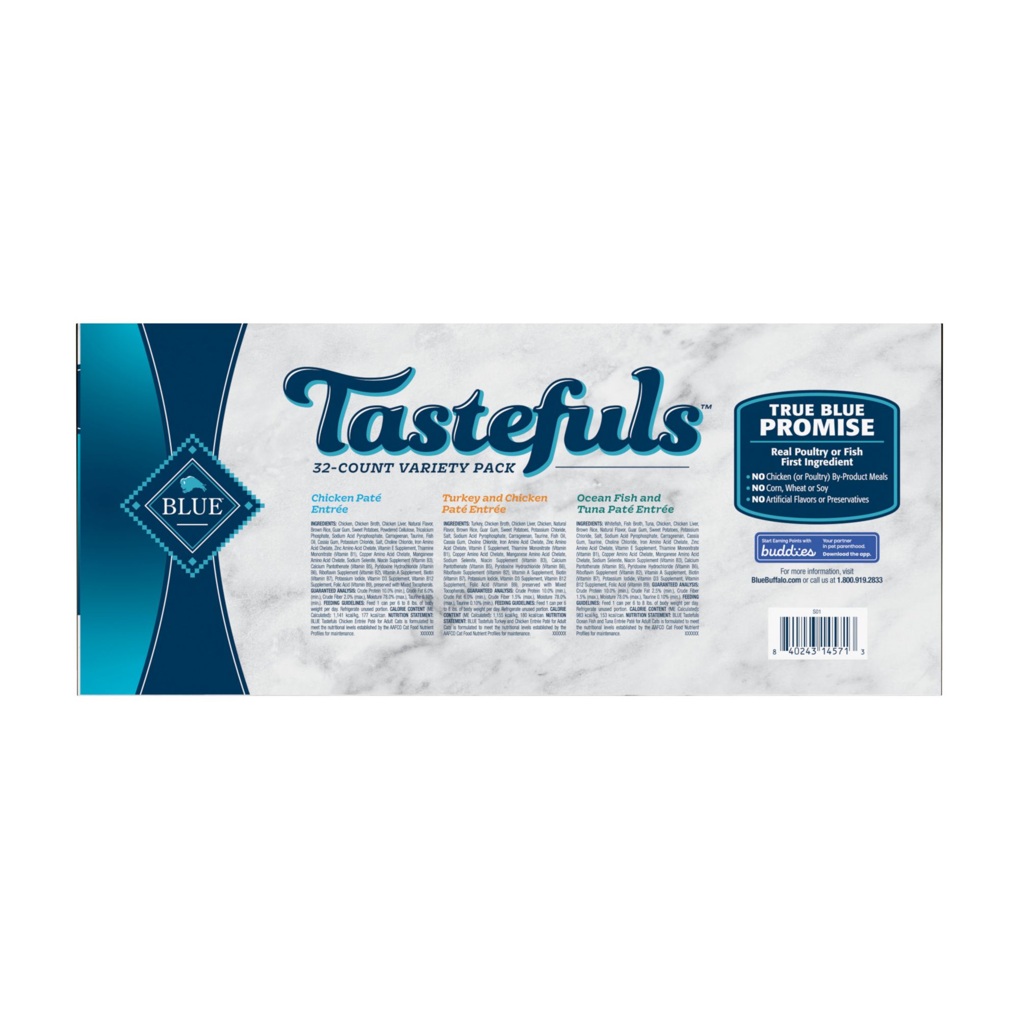 Blue Buffalo Tastefuls Natural Wet Cat Food Variety Pack 32 pk