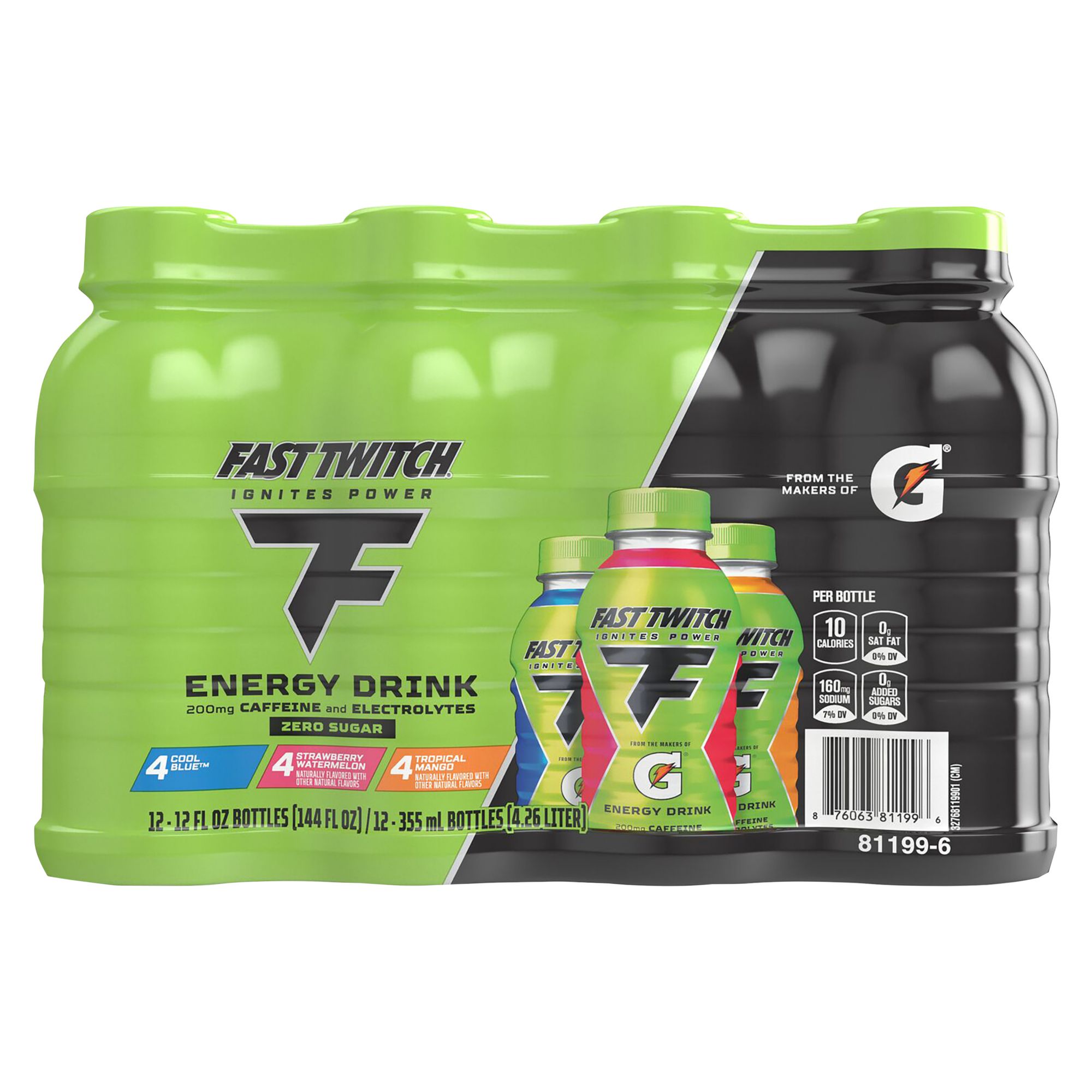 Fast Twitch Orange Energy Drink, 200mg Caffeine, Zero Sugar, Electrolytes,  Vitamins B6 and B12, 1 Bottle in the Soft Drinks department at