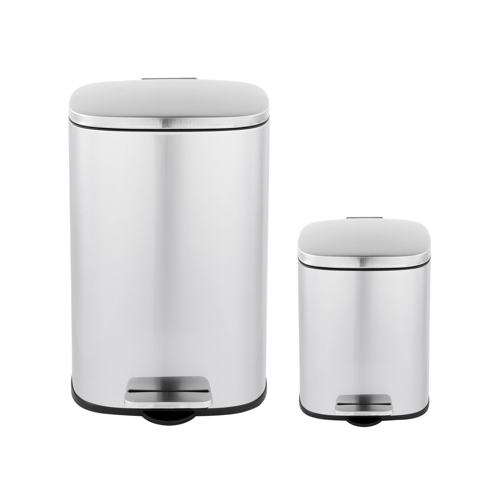 Berkley Jensen 13 Gal./2 Gal. Rectangular Step-On Trash Cans, set