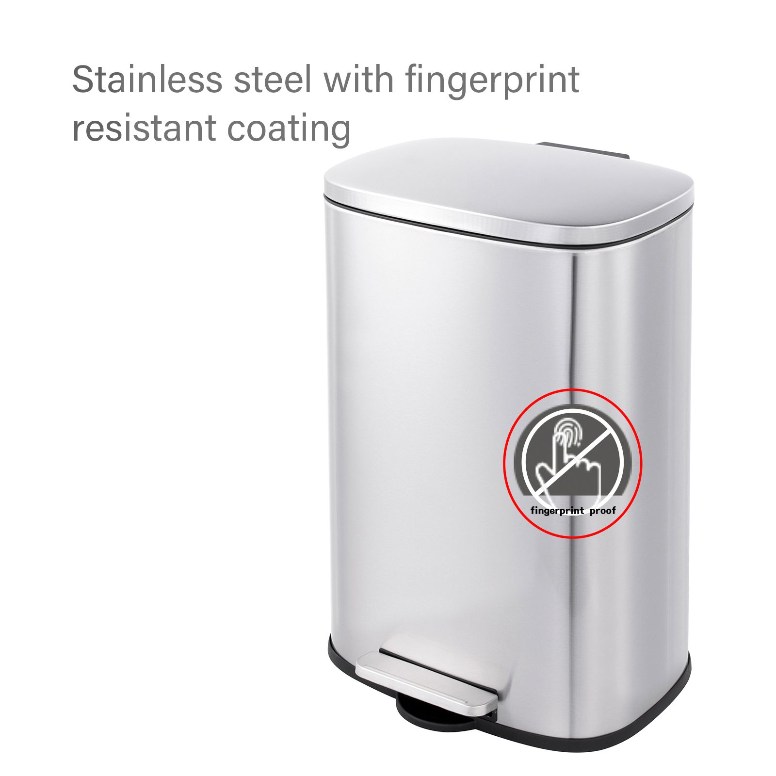 13-Gallon Stainless Steel Step Trash Can with Fingerprint-Resistant Finish