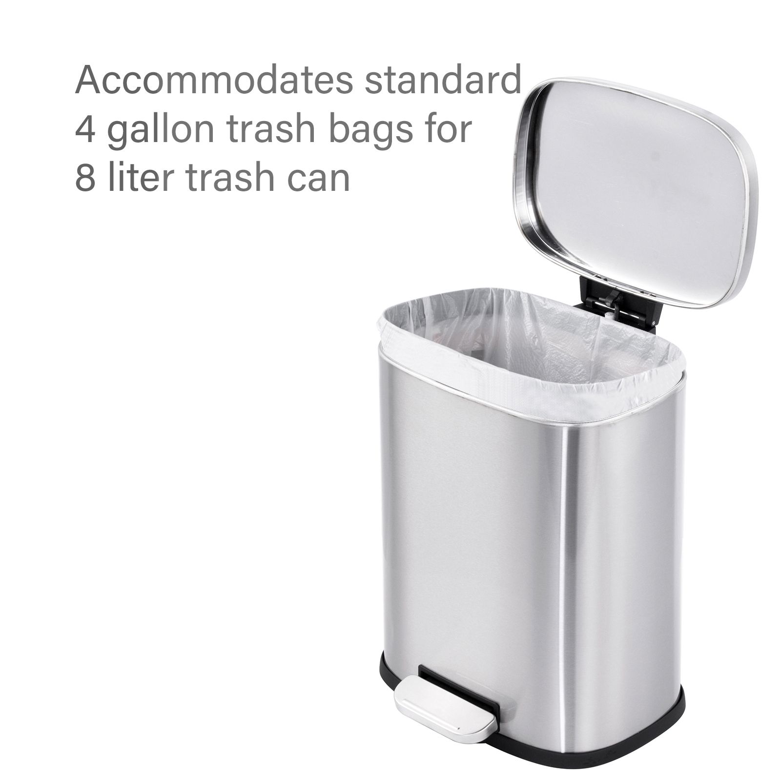 Berkley Jensen 13 Gal./2 Gal. Rectangular Step-On Trash Cans, set of 2, Stainless  Steel